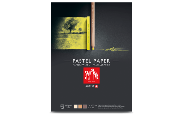 BLOC À DESSIN PASTEL, PAPIER TEINTÉ 3 COULEURS, 24 X 32 CM, 12 FEUILLES