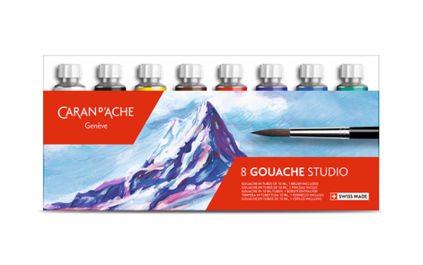 BOÎTE 8 TUBES DE PEINTURE GOUACHE STUDIO 10 ML
