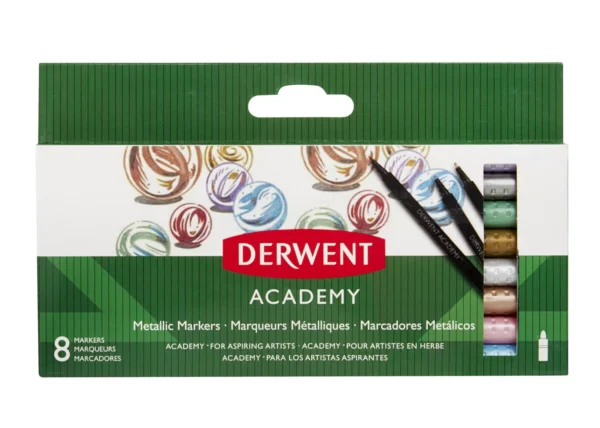 Marqueurs métalliques Derwent Academy 8 pièces