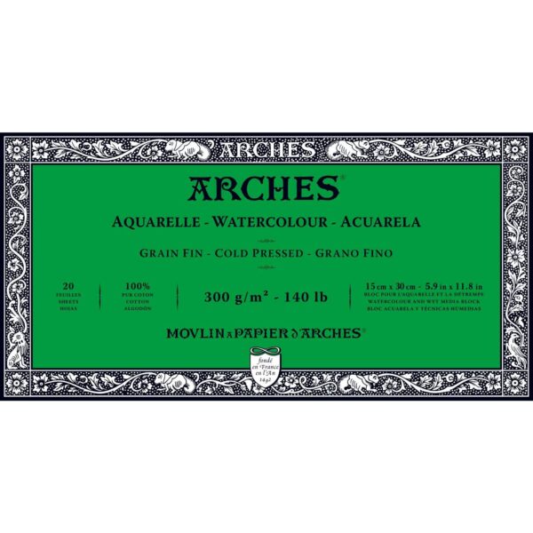 Bloc papier aquarelle Arches 300g/m²