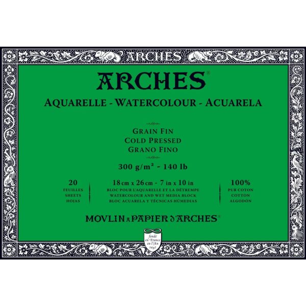 Bloc papier aquarelle Arches 300g/m²