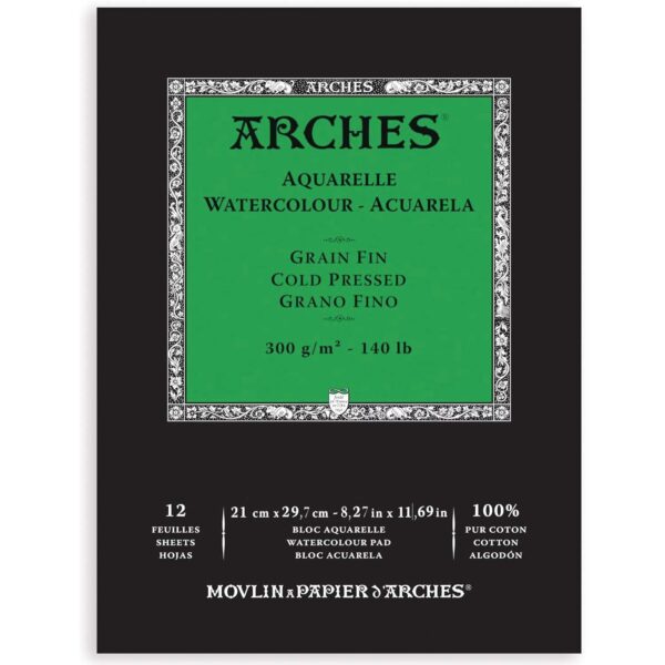 Bloc papier aquarelle Arches 300g/m²
