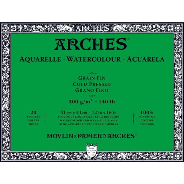 Bloc papier aquarelle Arches 300g/m²