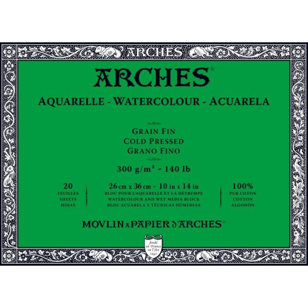 Bloc papier aquarelle Arches 300g/m²