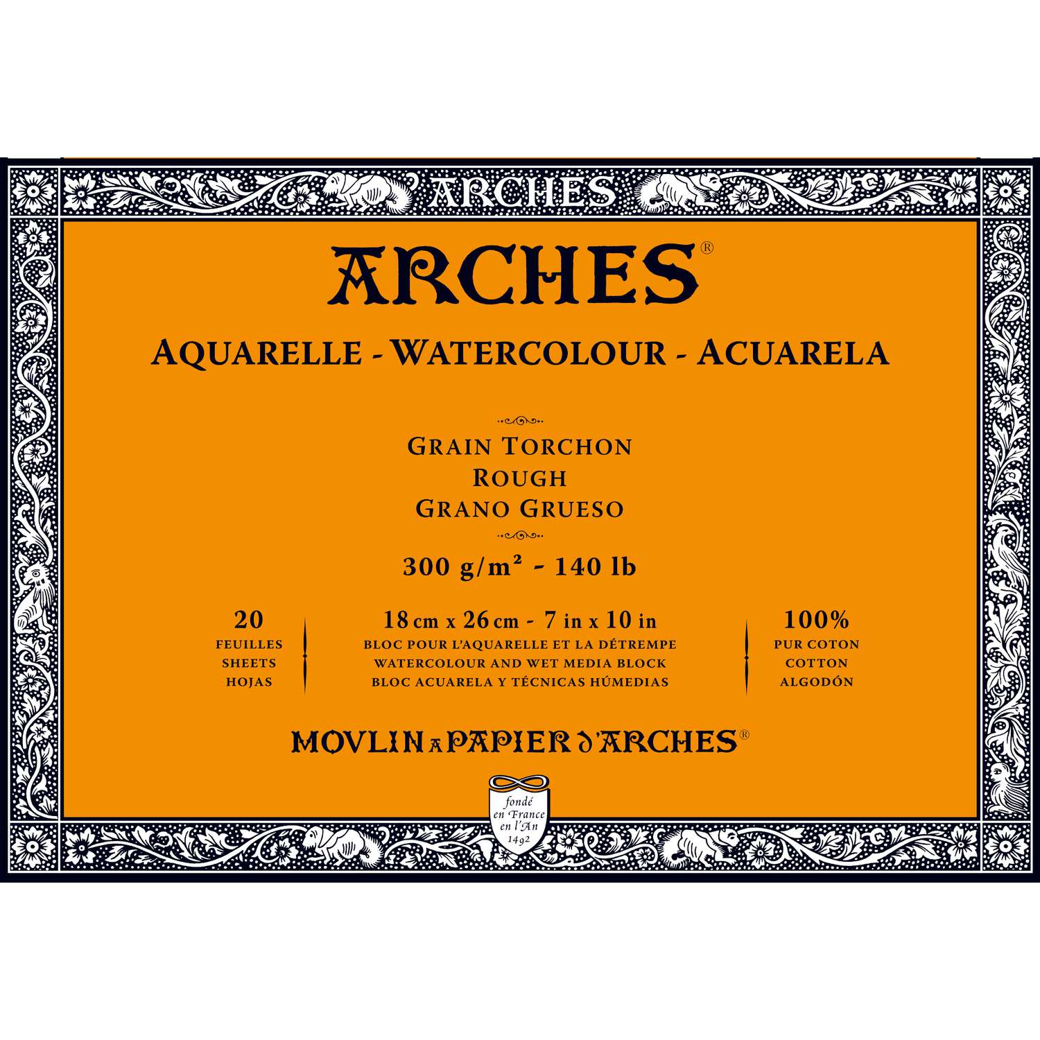 Bloc papier aquarelle Arches 300g/m²