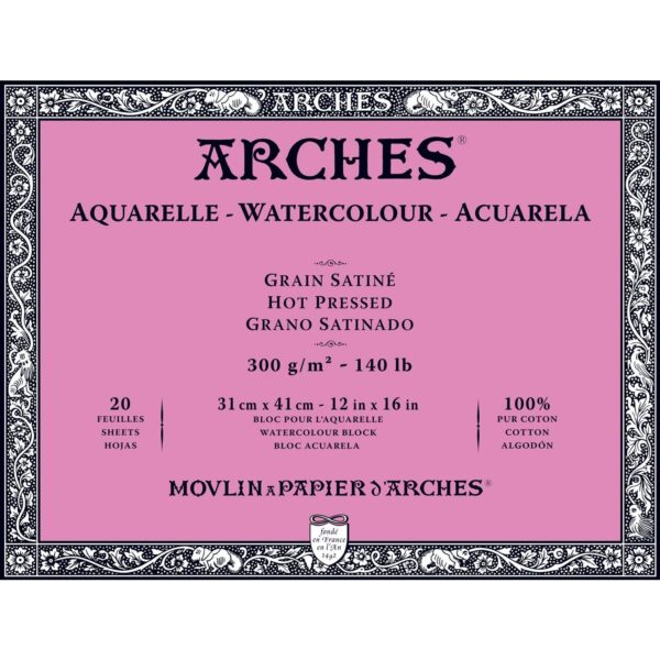 Bloc papier aquarelle Arches 300g/m²
