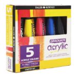 Daler Rowney Ensemble de peinture acrylique Graduate, 5 tubes de couleurs assorties, 120 ml