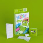 Customizable Stamp for Kids, Green, Includes Ink for up to 1000 Impressions, Suitable for All Surfaces, Rectangular Stamp with Labels and Iron-on Tape