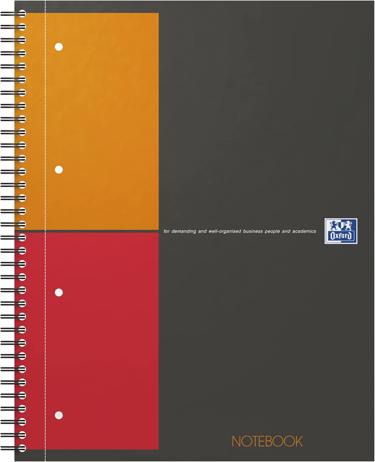 Oxford 100103664 Notebook International A4 + checkered 80 sheets sturdy cardboard cover gray Spiral Notebook Collegeblock - clever organization for managers and executives