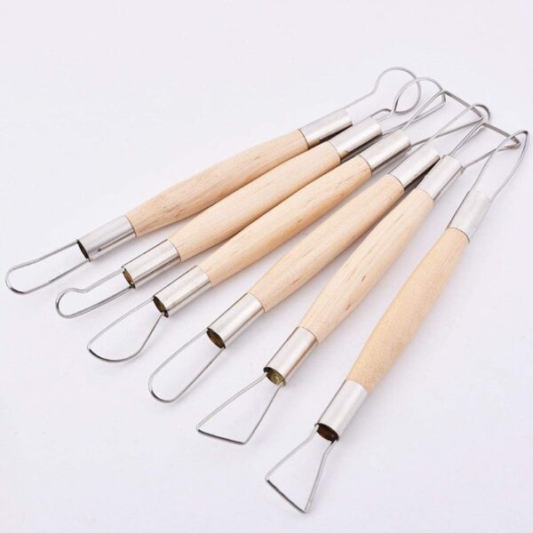 YYaaloa 6pcs Set Wood Crafts Clay Modeling Tool Pottery Carving Tools for Shaping and Sculpting for Ceramics Clay Pottery (Wood -6pcs) – Image 3