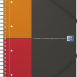 OXFORD 100100362 Meetingbook International A4 + Checkered 4-fold Perforated 160 Sheets 2 in 1: College Block and Elastic Band Gray - Clever Organization for Managers and Executives