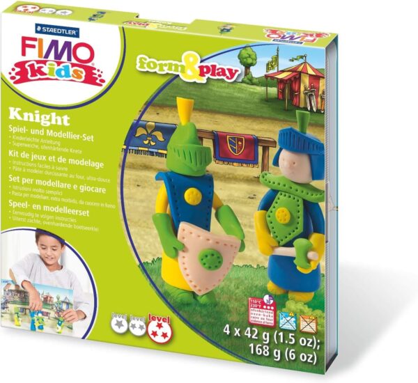 Fimo Kids Form & Play Knight 7 Parts, clay, Multi-Colour, 15.5 x 15.6 x 2.2 cm