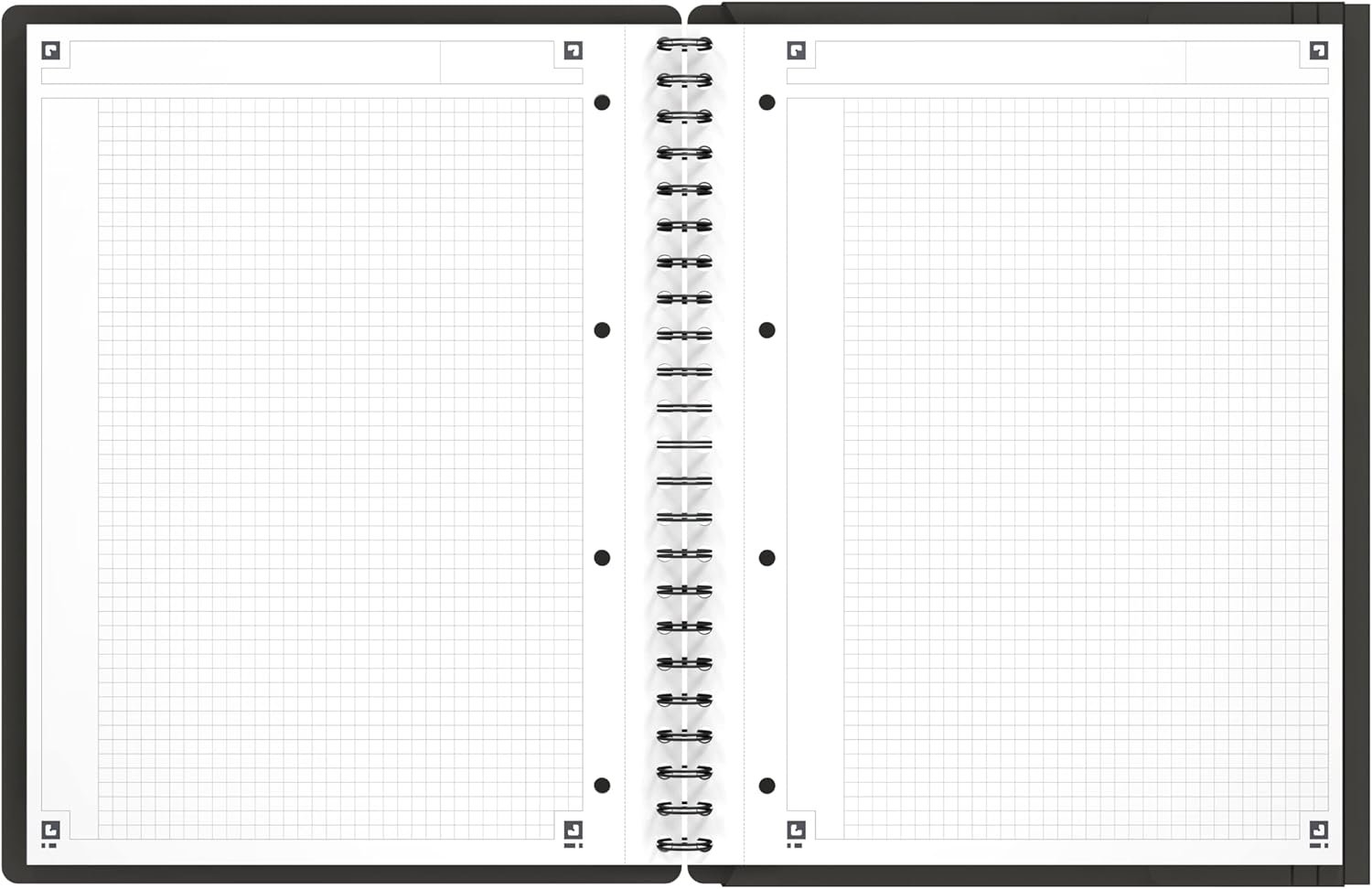 OXFORD 100100362 Meetingbook International A4 + Checkered 4-fold Perforated 160 Sheets 2 in 1: College Block and Elastic Band Gray - Clever Organization for Managers and Executives – Image 2