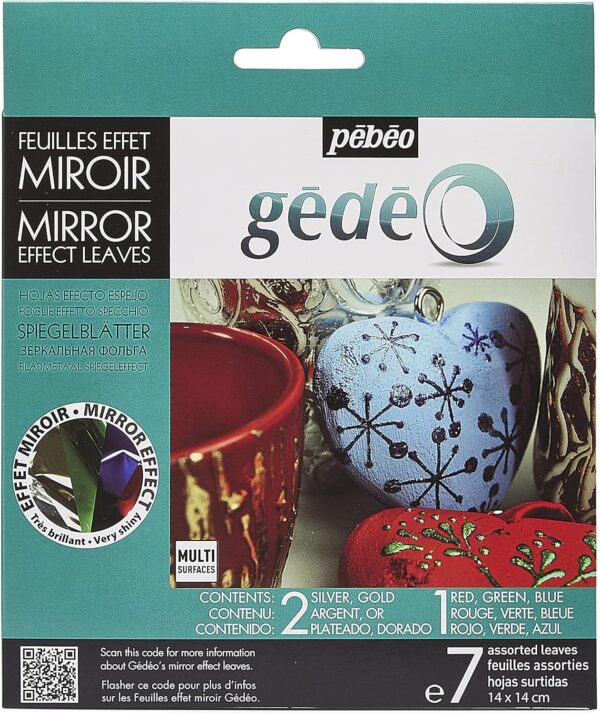 Pebeo 766580 Gedeo Mirror Effect Leaves Adhesive Sheet, Colors May Vary