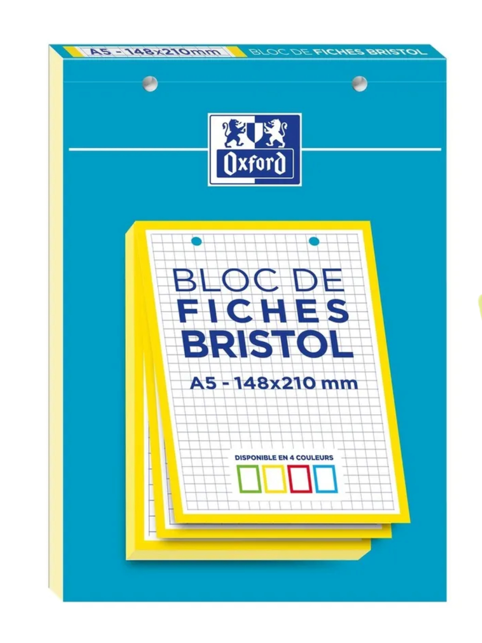 Oxford BLOC DE FICHES BRISTOL A5 - 148x210 mm - Petits Carreaux - 30 Fiches -