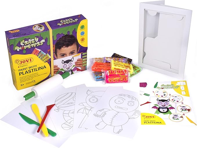 Jovi PLASTILINA Crazy Monsters Colourful Neon Painting Set with Accessories – Image 2