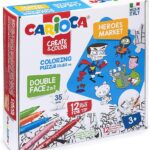 Coloring Puzzle + 12 Felt Tip Pens Superheroes&Market