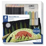Set Staedtler Black And White 17 Piezas Buenisimo