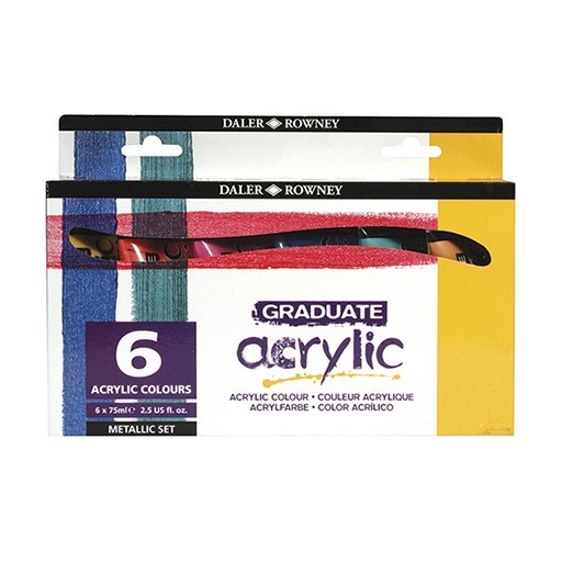 Pack de 6 tube acrylique Daler couleur métallique 6x75ml